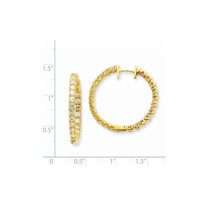14k Yellow Gold VS Real Diamond Hinged Hoop Earrings Goldia Earrings