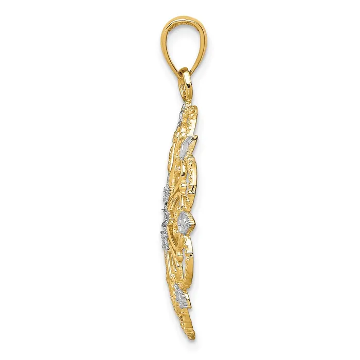 14k Yellow Rhodium Gold and Rhodium Starburst Pendant Goldia Necklaces
