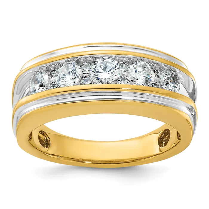 14k Yellow Rhodium with White 1 Ct Lab Grown Diamond VSSI G Polished Mens Ring Goldia Rings 14k Yellow Rhodium with White 1 Ct Lab Grown Diamond VSSI G Polished Mens Ring Goldia Rings
