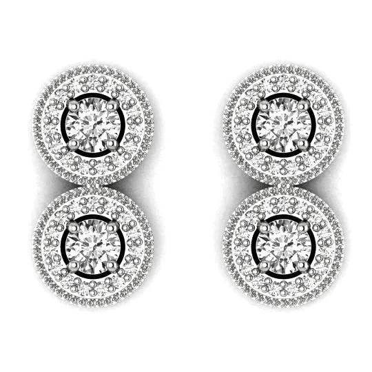 14KW AAA Diamond 2 stone Earring Semi Mount 46 mm center stones goldiaca Earrings