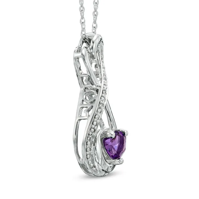 50mm HeartShaped Amethyst and Natural Diamond Accent Infinity Heart MOM Pendant in Sterling Silver Goldia Necklaces 50mm HeartShaped Amethyst and Natural Diamond Accent Infinity Heart MOM Pendant in Sterling Silver Goldia Necklaces