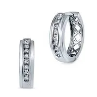 Earrings 025 CT TW Diamond Hoop Earrings in Sterling Silver Goldia