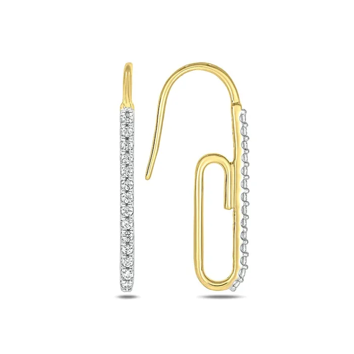Earrings 025 CT TW Diamond Paperclip Drop Earrings in 10K Gold Goldia Earrings 025 CT TW Diamond Paperclip Drop Earrings in 10K Gold Goldia