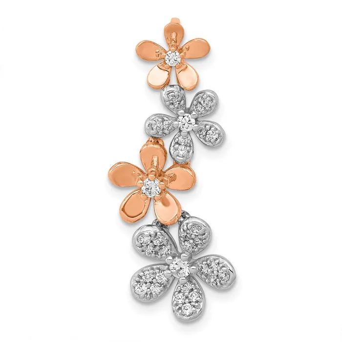 Earrings 14k Rose and White Gold Real Diamond Four Flower Chain Slide Goldia Earrings 14k Rose and White Gold Real Diamond Four Flower Chain Slide Goldia