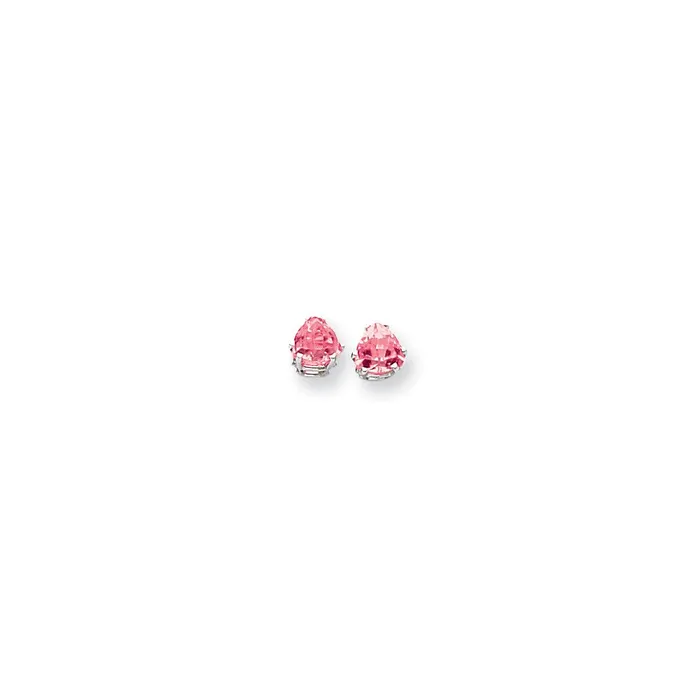 Earrings 14k White Gold 6mm Pink Tourmaline earring Goldia