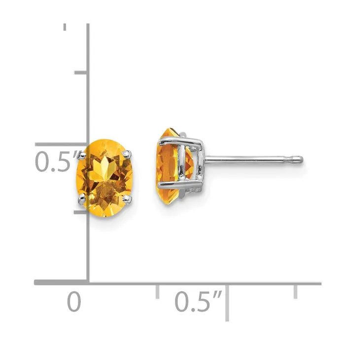 Earrings 14k White Gold 7x5mm Oval Citrine Earrings Goldia