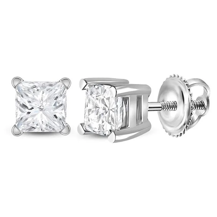 Earrings 14k White Gold Princess Diamond Supreme Solitaire Earrings 34 Cttw Certified gndatlanta Earrings 14k White Gold Princess Diamond Supreme Solitaire Earrings 34 Cttw Certified gndatlanta