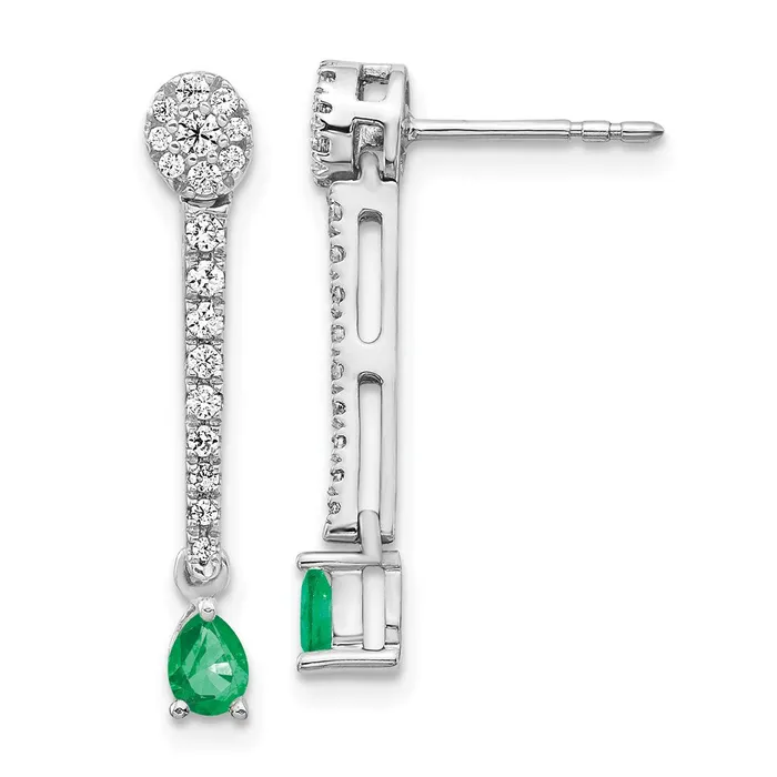 Earrings 14k White Gold Real Diamond and Emerald Fancy Earrings Goldia Earrings 14k White Gold Real Diamond and Emerald Fancy Earrings Goldia