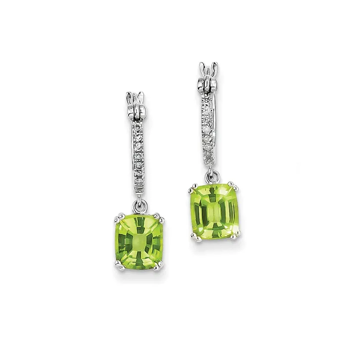 Earrings 14k White Gold Real Diamond and Peridot Dangle Hoop Earrings Goldia Earrings 14k White Gold Real Diamond and Peridot Dangle Hoop Earrings Goldia