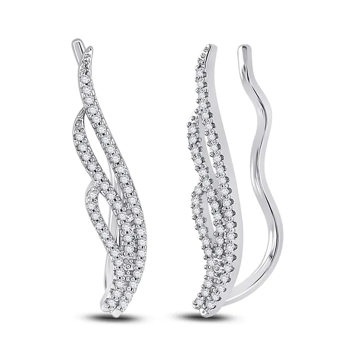 Earrings 14k White Gold Round Diamond Climber Earrings 14 Cttw gndatlanta Earrings 14k White Gold Round Diamond Climber Earrings 14 Cttw gndatlanta
