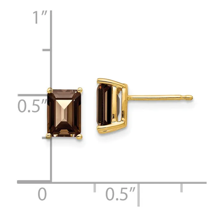 Earrings 14k Yellow Gold 7x5 Emerald Smok Yellow Gold Quartz Earrings Goldia