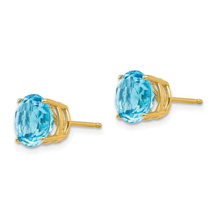 Earrings 14k Yellow Gold 8mm Blue Topaz Post Earrings Goldia