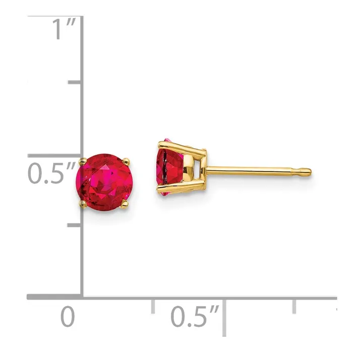 Earrings 14k Yellow Gold Ruby Post Earrings Goldia