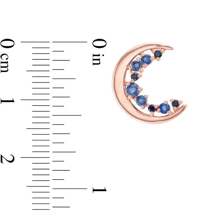 Earrings Blue Sapphire Crescent Moon Stud Earrings in 10K Rose Gold Goldia Earrings Blue Sapphire Crescent Moon Stud Earrings in 10K Rose Gold Goldia
