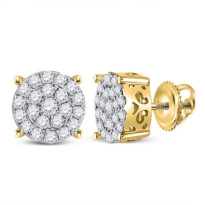Earrings gndatlanta 10k Yellow Gold Round Diamond Cluster Earrings 34 Cttw Earrings gndatlanta 10k Yellow Gold Round Diamond Cluster Earrings 34 Cttw