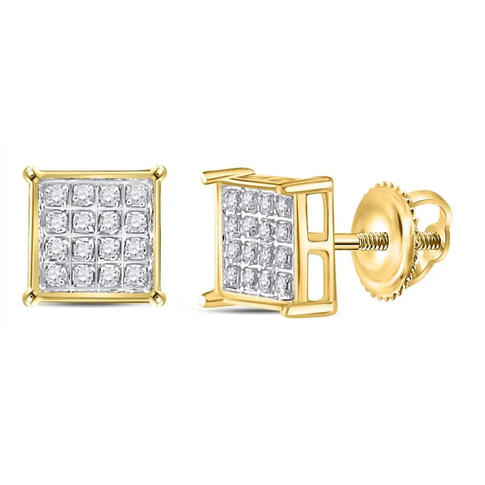 Earrings gndatlanta 10k Yellow Gold Round Diamond Square Cluster Earrings 110 Cttw Earrings gndatlanta 10k Yellow Gold Round Diamond Square Cluster Earrings 110 Cttw