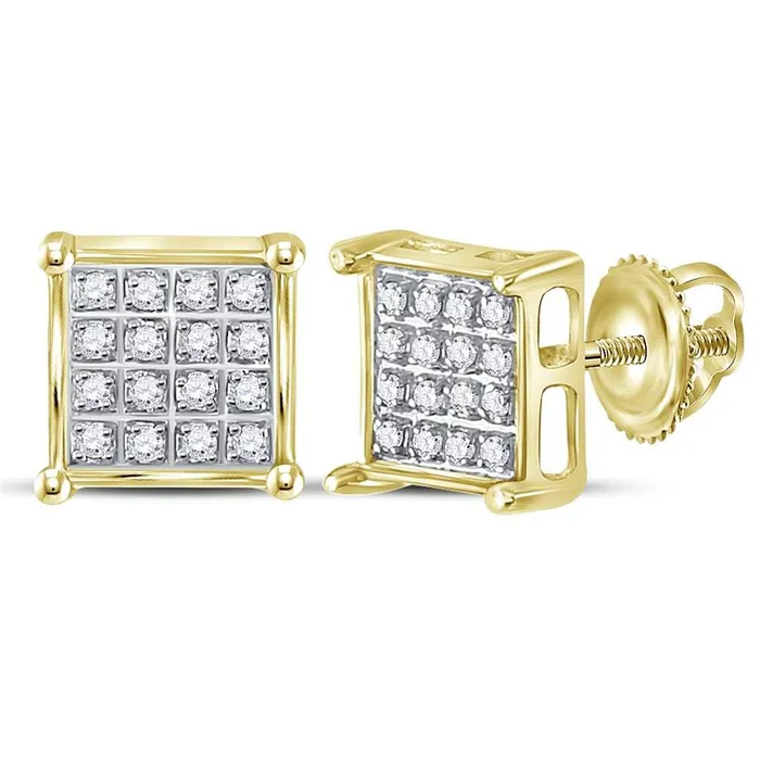Earrings gndatlanta 10k Yellow Gold Round Diamond Square Cluster Earrings 110 Cttw