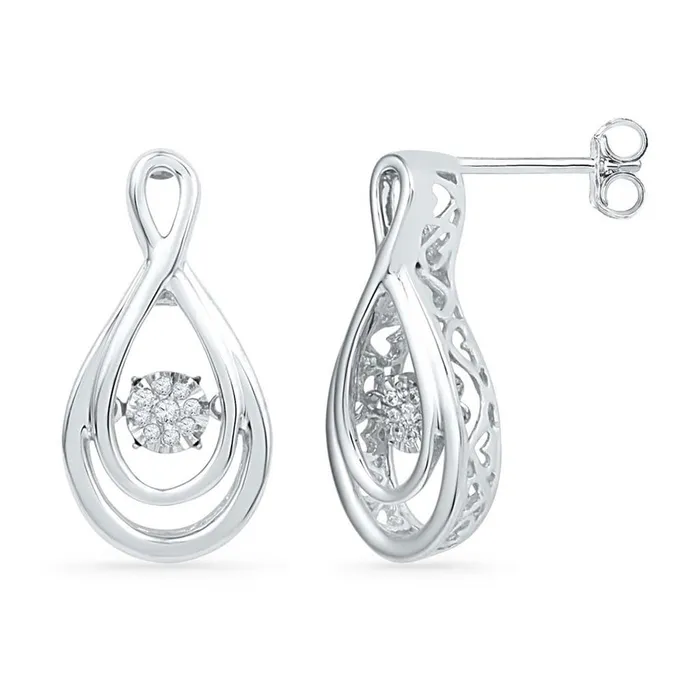 Earrings gndatlanta 14k White Gold Diamond Moving Twinkle Cluster Teardrop Stud Earrings 120 Cttw