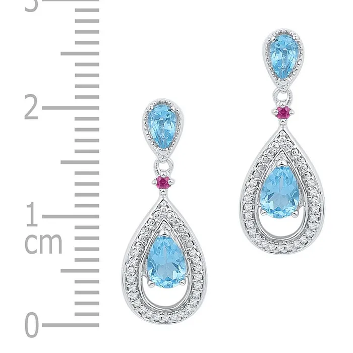 Earrings gndatlanta 14k White Gold Oval Created Blue Topaz Diamond Dangle Earrings 158 Cttw Earrings gndatlanta 14k White Gold Oval Created Blue Topaz Diamond Dangle Earrings 158 Cttw
