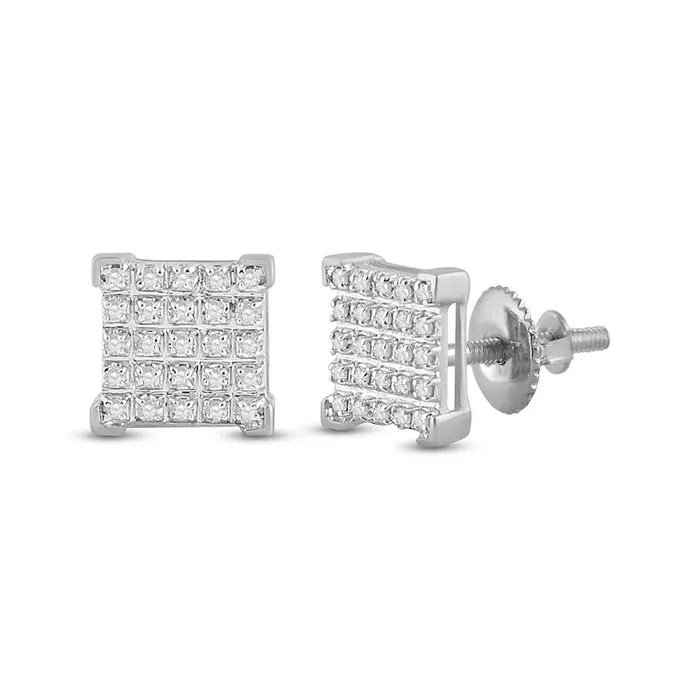 Earrings gndatlanta 14k White Gold Round Diamond Square Earrings 16 Cttw Earrings gndatlanta 14k White Gold Round Diamond Square Earrings 16 Cttw