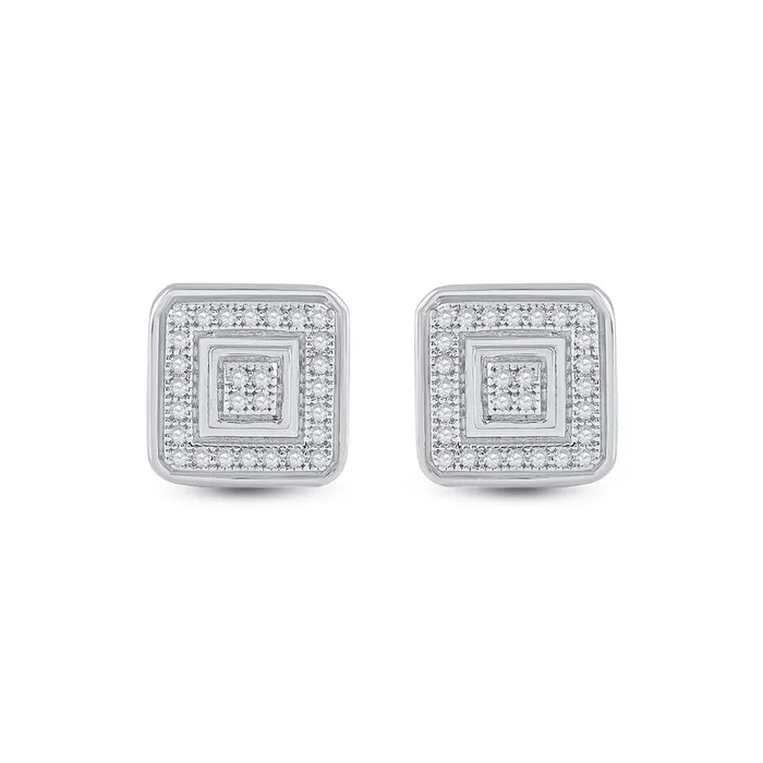 Earrings gndatlanta 14k White Gold Round Diamond Square Earrings 16 Cttw