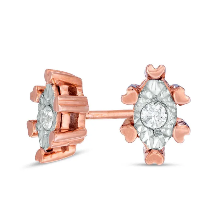 Earrings Goldia 01 CT TW Diamond Solitaire Marquise Stud Earrings in 10K Rose Gold Earrings Goldia 01 CT TW Diamond Solitaire Marquise Stud Earrings in 10K Rose Gold