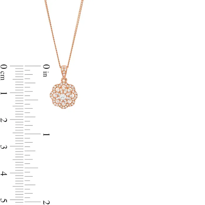 Earrings Goldia 025 CT TW Natural Diamond Frame Flower Drop Pendant in 10K Rose Gold Earrings Goldia 025 CT TW Natural Diamond Frame Flower Drop Pendant in 10K Rose Gold