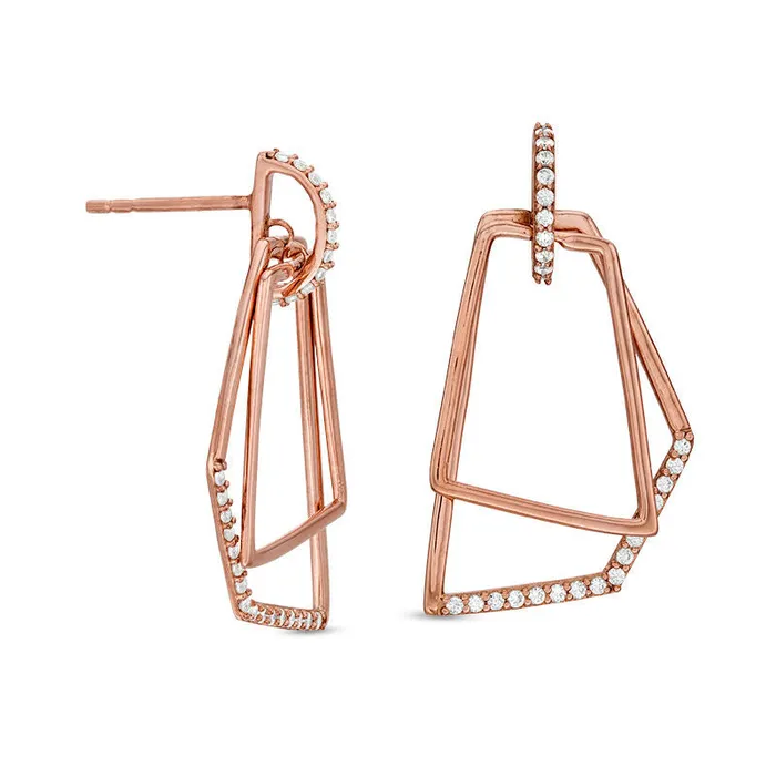 Earrings Goldia 033 CT TW Diamond Geometric Drop Earrings in 10K Rose Gold Earrings Goldia 033 CT TW Diamond Geometric Drop Earrings in 10K Rose Gold