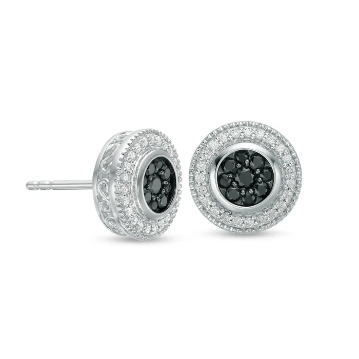 Earrings Goldia 05 CT TW Enhanced Black and White Composite Diamond Stud Earrings in 14K White Gold Earrings Goldia 05 CT TW Enhanced Black and White Composite Diamond Stud Earrings in 14K White Gold