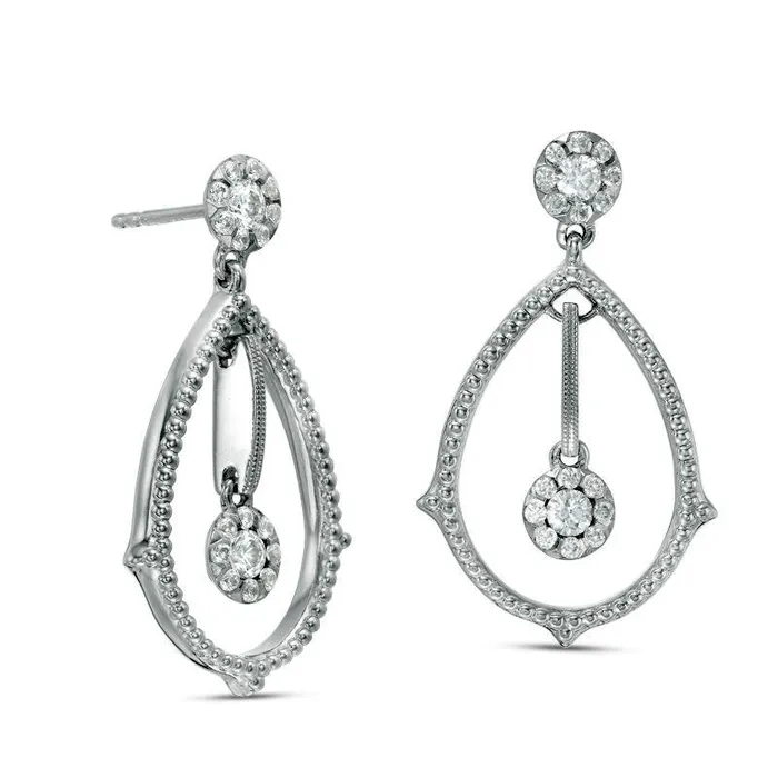 Earrings Goldia 063 CT TW Diamond PearShaped Textured Drop Earrings in 10K White Gold Earrings Goldia 063 CT TW Diamond PearShaped Textured Drop Earrings in 10K White Gold
