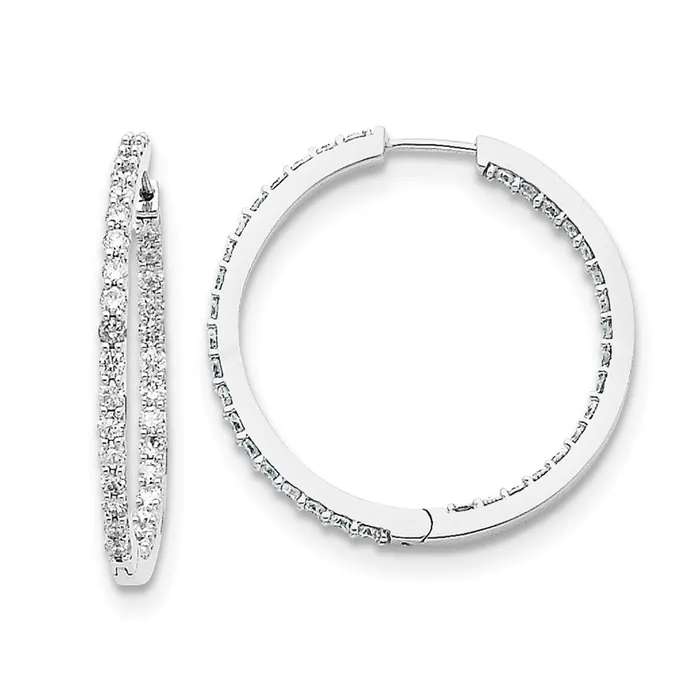 Earrings Goldia 14k White Gold AA Real Diamond Hoop Earrings