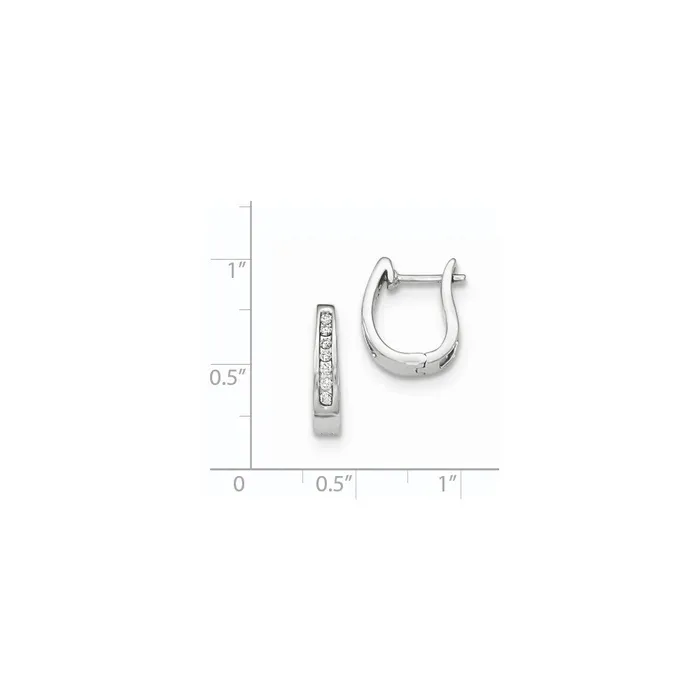Earrings Goldia 14K White Gold Real Diamond 3mm Hinged Hoop Earrings
