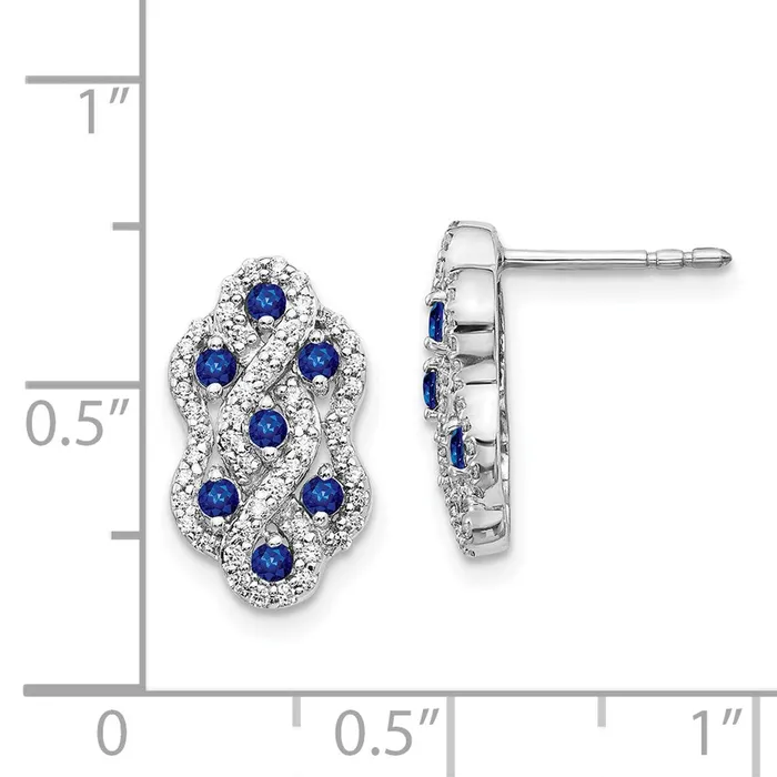 Earrings Goldia 14k White Gold Real Diamond and Sapphire Fancy Earrings
