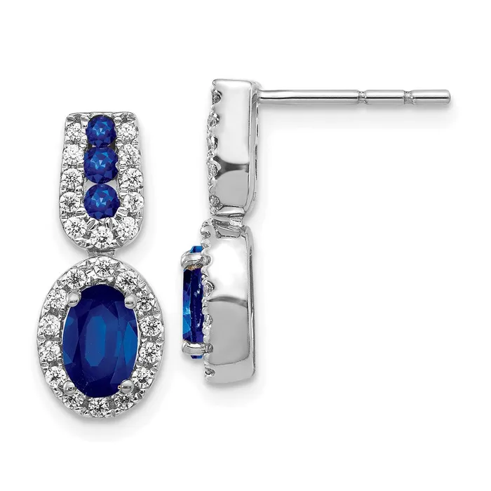 Earrings Goldia 14k White Gold Real Diamond and Sapphire Post Earrings Earrings Goldia 14k White Gold Real Diamond and Sapphire Post Earrings