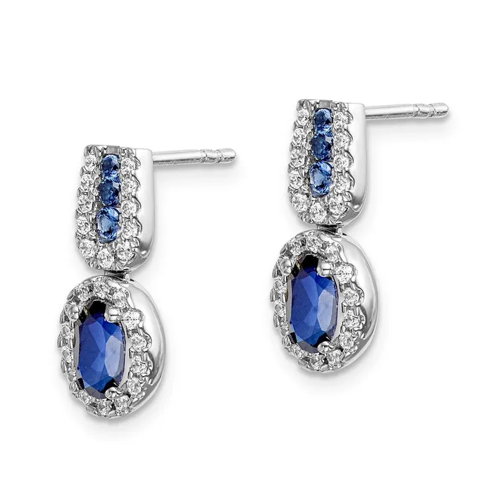Earrings Goldia 14k White Gold Real Diamond and Sapphire Post Earrings