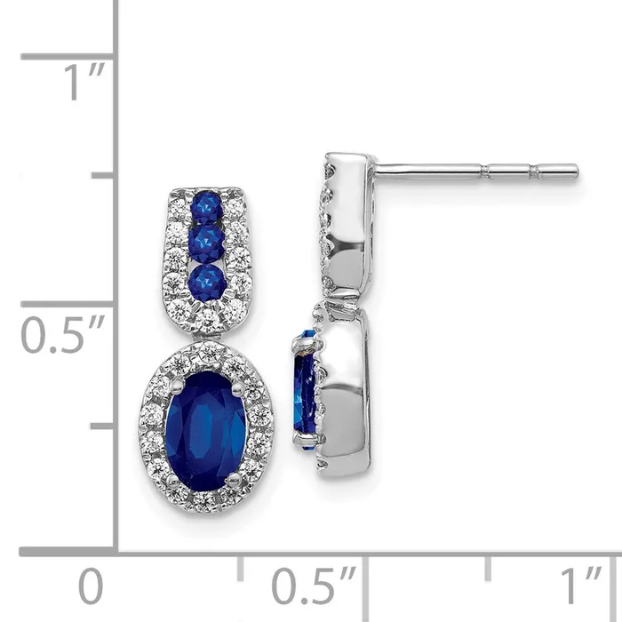 Earrings Goldia 14k White Gold Real Diamond and Sapphire Post Earrings