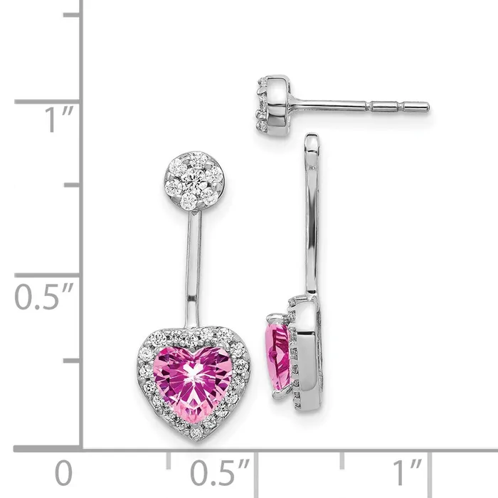 Earrings Goldia 14k White Gold Real Diamond Created Pink Sapphire Earrings