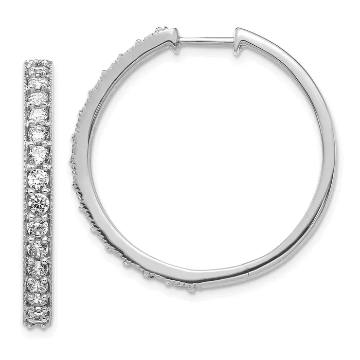 Earrings Goldia 14k White Gold Real Diamond Milgrain Hoop Earrings