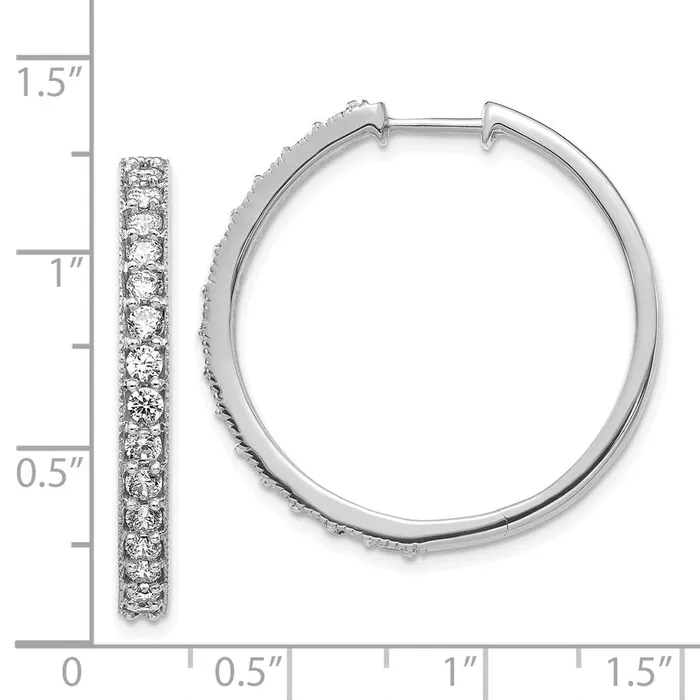 Earrings Goldia 14k White Gold Real Diamond Milgrain Hoop Earrings