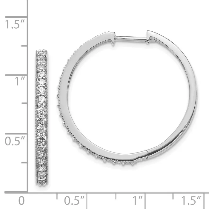 Earrings Goldia 14k White Gold Real Diamond Milgrain Hoop Earrings