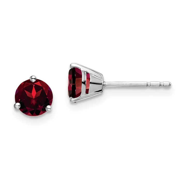 Earrings Goldia 14k White Gold Round Garnet Earrings