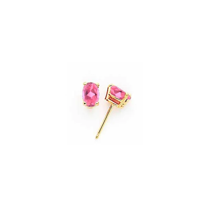 Earrings Goldia 14k Yellow Gold 6x4mm Oval Pink Tourmaline earring