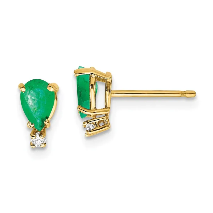 Earrings Goldia 14k Yellow Gold 6x4mm Pear Emerald u0026 AAA Real Diamond Earrings Earrings Goldia 14k Yellow Gold 6x4mm Pear Emerald u0026 AAA Real Diamond Earrings