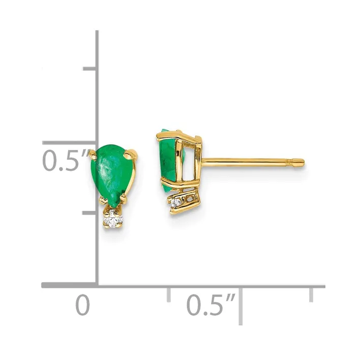 Earrings Goldia 14k Yellow Gold 6x4mm Pear Emerald u0026 AAA Real Diamond Earrings