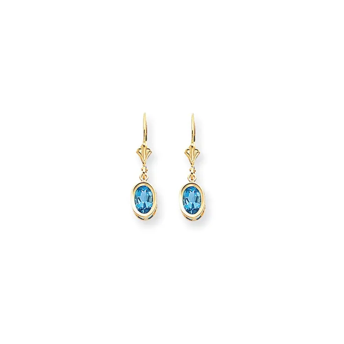 Earrings Goldia 14k Yellow Gold 7x5mm Oval Blue Topaz Checker leverback Earrings Earrings Goldia 14k Yellow Gold 7x5mm Oval Blue Topaz Checker leverback Earrings