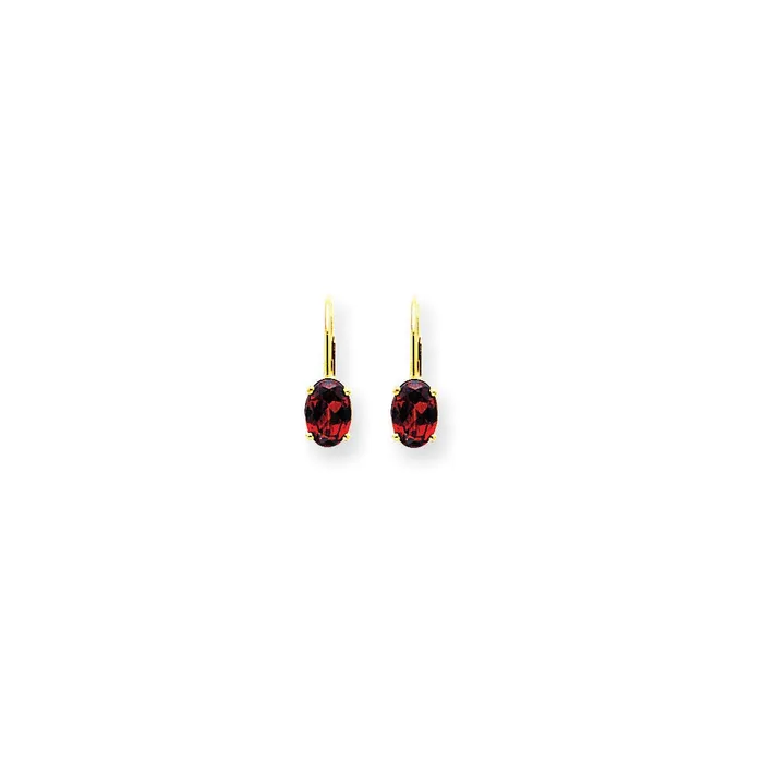 Earrings Goldia 14k Yellow Gold 7x5mm Oval Garnet Checker leverback Earrings Earrings Goldia 14k Yellow Gold 7x5mm Oval Garnet Checker leverback Earrings
