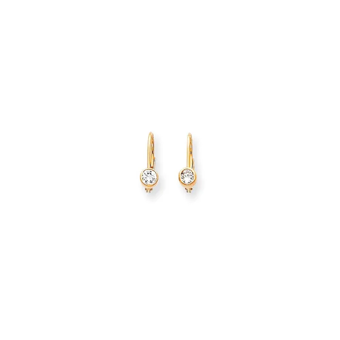 Earrings Goldia 14k Yellow Gold AAA Real Diamond leverback Earrings