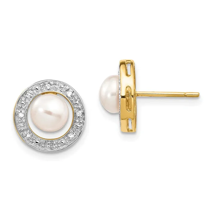 Earrings Goldia 14k Yellow Gold and Rhodium 56mm Button FWC Pearl 05ct Real Diamond Post Earrings Earrings Goldia 14k Yellow Gold and Rhodium 56mm Button FWC Pearl 05ct Real Diamond Post Earrings