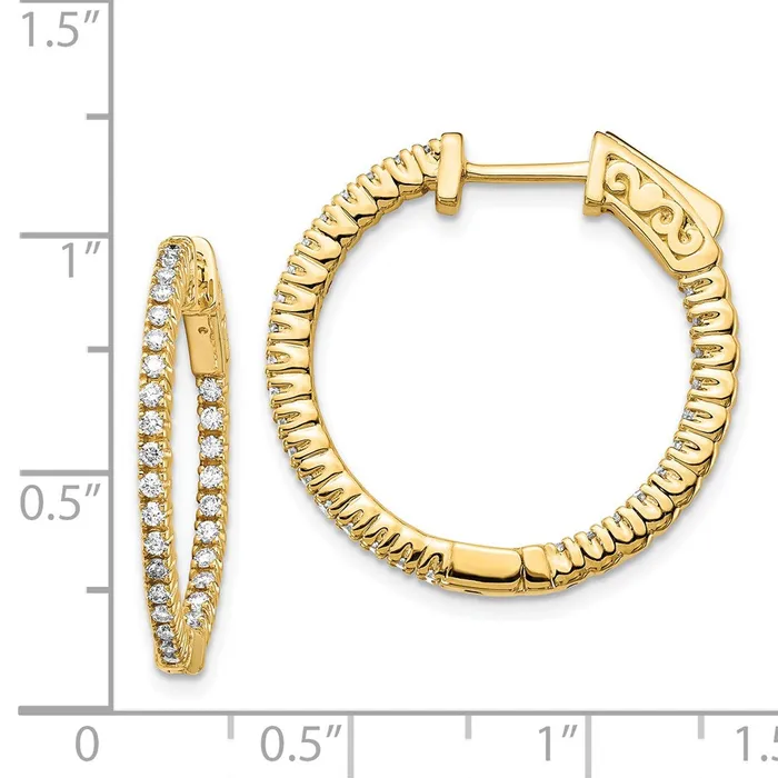Earrings Goldia 14k Yellow Gold Diamond Round Hoop wSafety Clasp Earrings