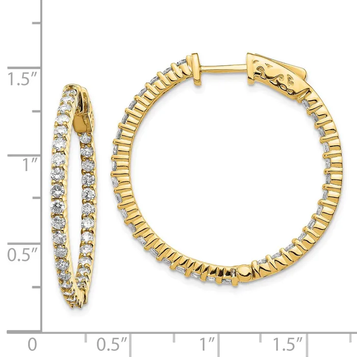 Earrings Goldia 14k Yellow Gold Diamond Round Hoop wSafety Clasp Earrings